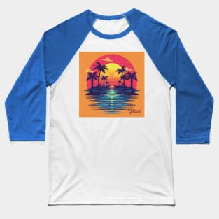 Retro Sunset Rays Wavy Shirt Baseball T-Shirt